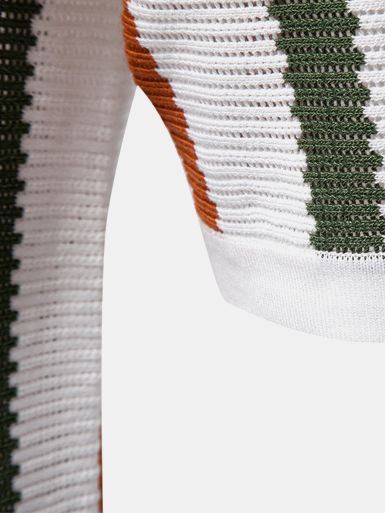 Striped V-Neck Knit Polo Shirt