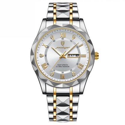 POEDAGAR Luminous Steel 40mm Watch - Water Resistant | Transferred steel