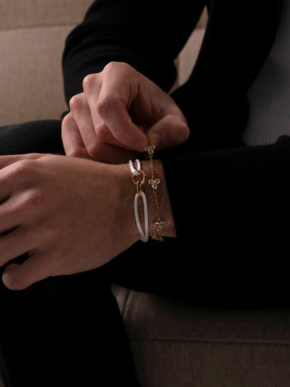 WHITE CLOVER BRACELET | 18K Gold
