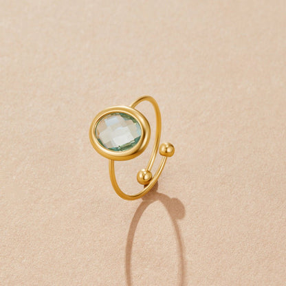 Aquamarine Crystal Gold Ring