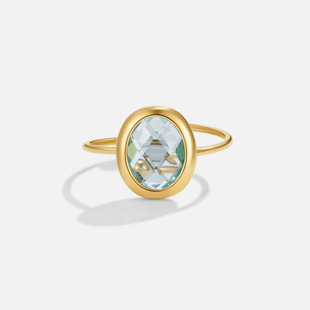 Aquamarine Crystal Gold Ring