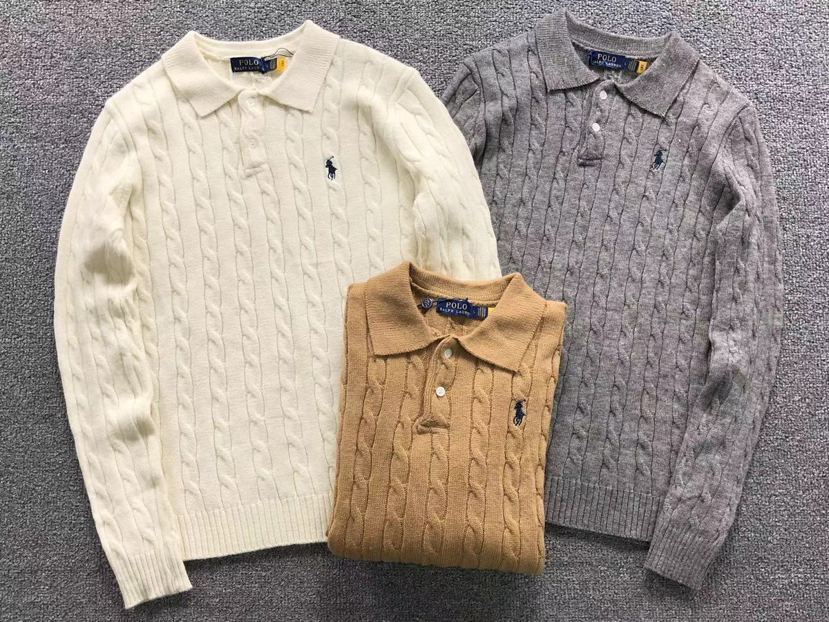 RL - Kensington Cable Knit Polo Sweater