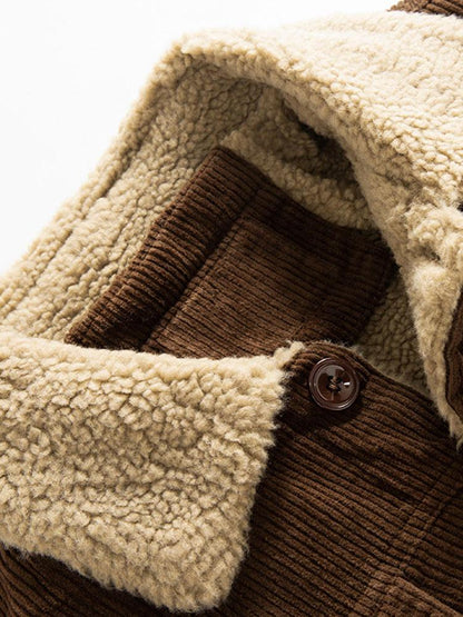 Teddy-Fleece Lined Cotton Corduroy Jacket