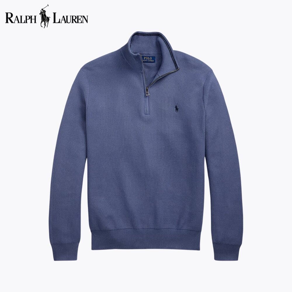 RL - Mesh-Knit Cotton Quarter-Zip Sweater
